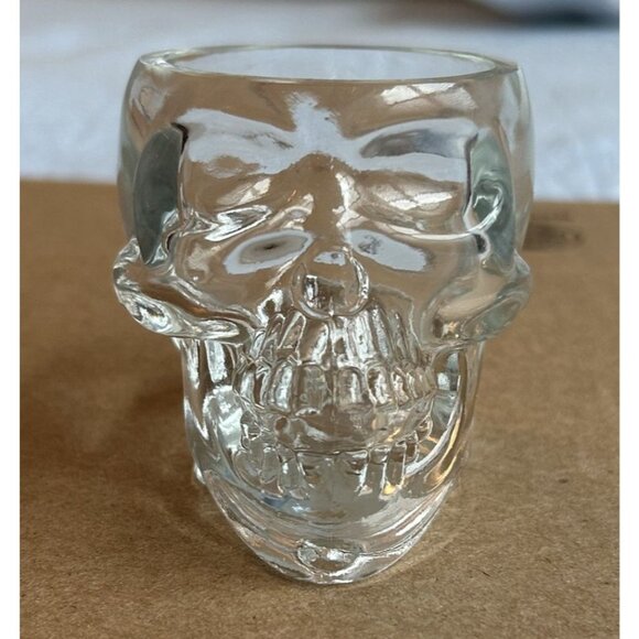 Crystal Head Vodka Clear Glass Skull Shot Glass 2.5"  Halloween Party Barware ma - Picture 1 of 4